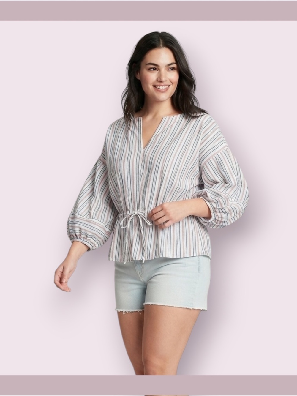 Gap Stripe Balloon Sleeve Top